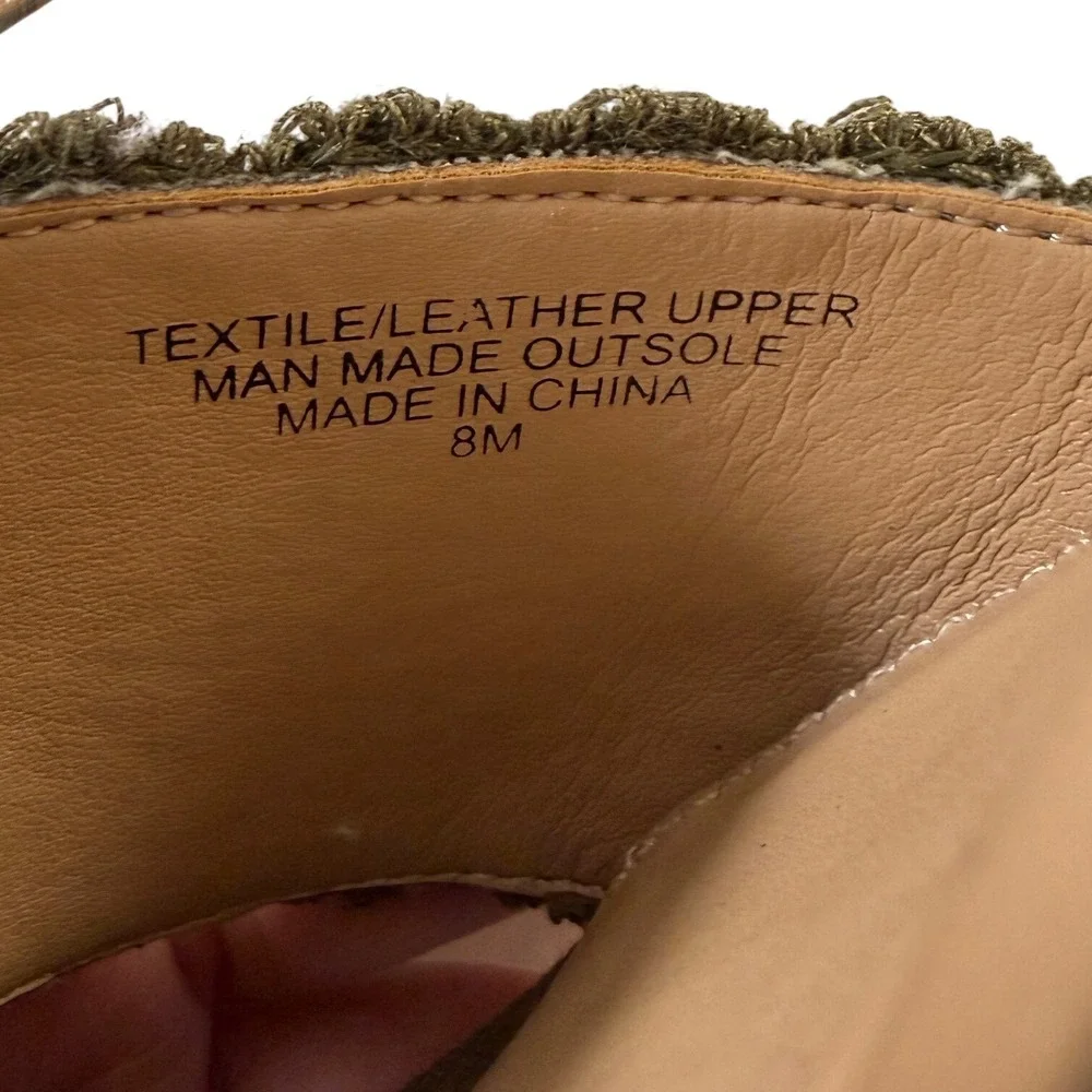 Talbots Womens Pamela Olive Green Crochet Espadrille Wedge Sandals Size 8 Shoe